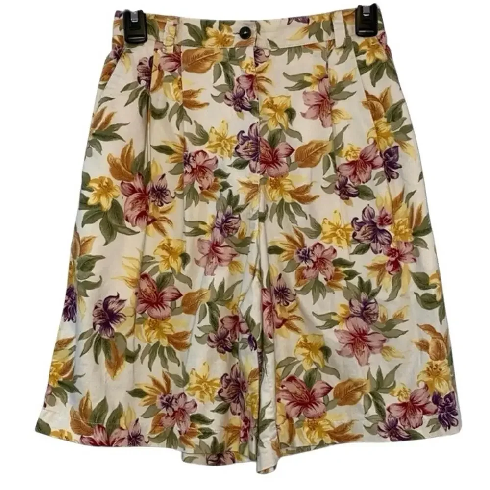 Vintage‎ Liz Golf Floral Culotte Shorts Cottagecore High Waist 4